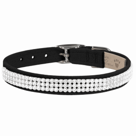 Susan Lanci Designs 3 Row Giltmore Crystals Collar (Color: Black, size: large)