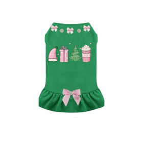 Pink Holiday Fun- Dog Dress (size: L)