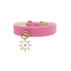 Nautical Dog Charm Collar (Color: Pink, size: 12")