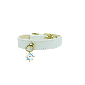 Nautical Dog Charm Collar (Color: White, size: 16")