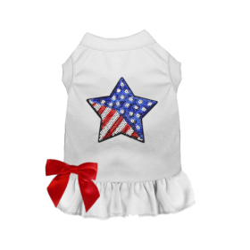 Patriotic Star Dress/Tee (Color: White, size: medium)