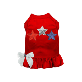 Red, White, & Blue Stars Tee/Dress (Color: Red, size: large)