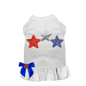 Red, White, & Blue Stars Tee/Dress (Color: White, size: large)