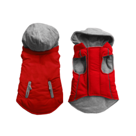 Reversible Hooded Coat (Color: Red, size: medium)