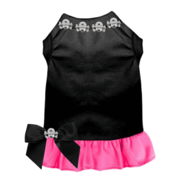 Skull Studded Dress (Color: BLACK WITH PINK BOTTOM, size: X Large)