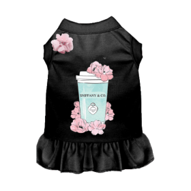 Sniffany and Coffee Dog Dress (Color: Black, size: small)