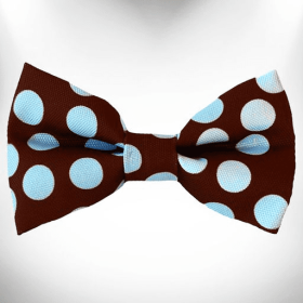 Polka Dot Dog Bow Tie (Color: Blue Dot on Brown)