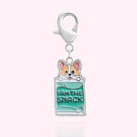 "I Am The Snack" Dog Collar Charm (Color: Silver)