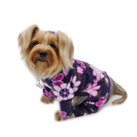 Midnight Garden Fleece Turtleneck Pajamas (Color: Violet, size: S)