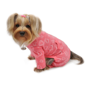 Blush of Love Fleece Turtleneck Pajamas (Color: Pink, size: L)