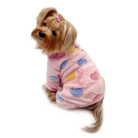 Ultra Plush Colorful Hearts Turtleneck Pajamas (Color: Pink, size: XL)