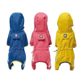 Small dog raincoat; body full surrounding; waterproof poncho pet clothes; with tow holes in the back (Colour: Lake blue, size: S (recommended weight 2-3 kg))